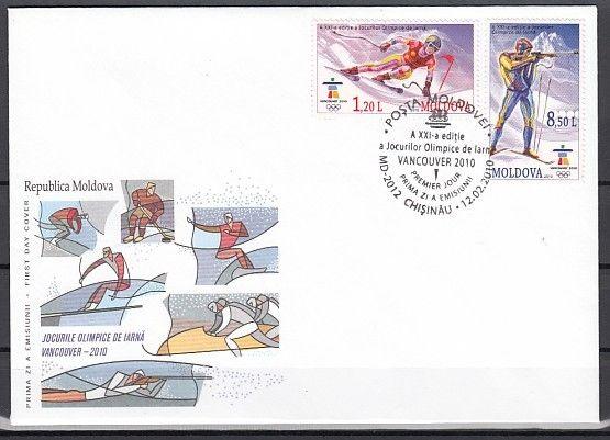 Moldova, Scott cat. 660-661. Vancouver W. Olympics issue on a First day cover.  