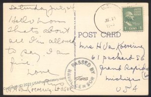 Hawaii USA 1943 Used Postcard Territory Territorial Cover Censor 109001