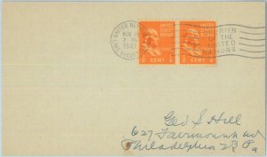 86124 - UNITED NATIONS usa - POSTAL HISTORY -   CARD with UN POSTMARK 1947