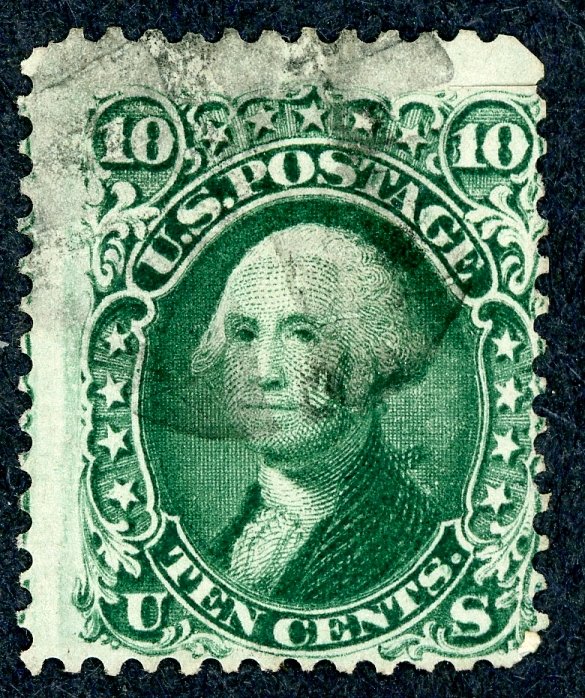 #68 – 1861 10c Washington, yellow green. Used.