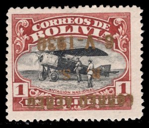 MOMEN BOLIVIA SC #C23a INVERTED OVPT 1930 AIRMAIL ZEPPELIN MINT OG H LOT #67518*