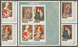 AITUTAKI Sc# 167 - 170 B30 MNH FVF Set4 + SS Christmas 1978 Paintings