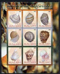 MALAWI - 2008 - Sea Shells - Perf 9v Sheet - MNH - Private Issue