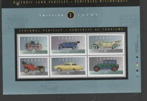 CANADA #1490 1993 HISTORIC AUTOMOBILES MINT VF NH O.G M/S 6