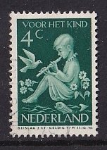 Netherlands  #B110  used 1938  child with bird fish and flowers  4c