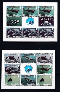 Isle of Man - 1998 -  Marine Life  - MNH Bklt Panes  # 777a-780a