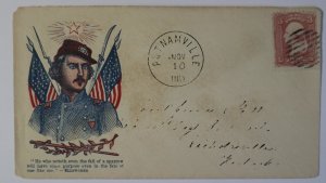 1860s Putnamville IN Civil War Patriotic Elmer Ellsworth Zouave Soldier Cover