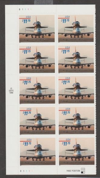 U.S. Scott #3262 Piggyback Space Shuttle Stamp - MNH Blk of 10 - Face V. $117.50