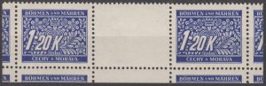 Bohemia & Moravia Scott #J10 1940 Gutter Pair Cut MH