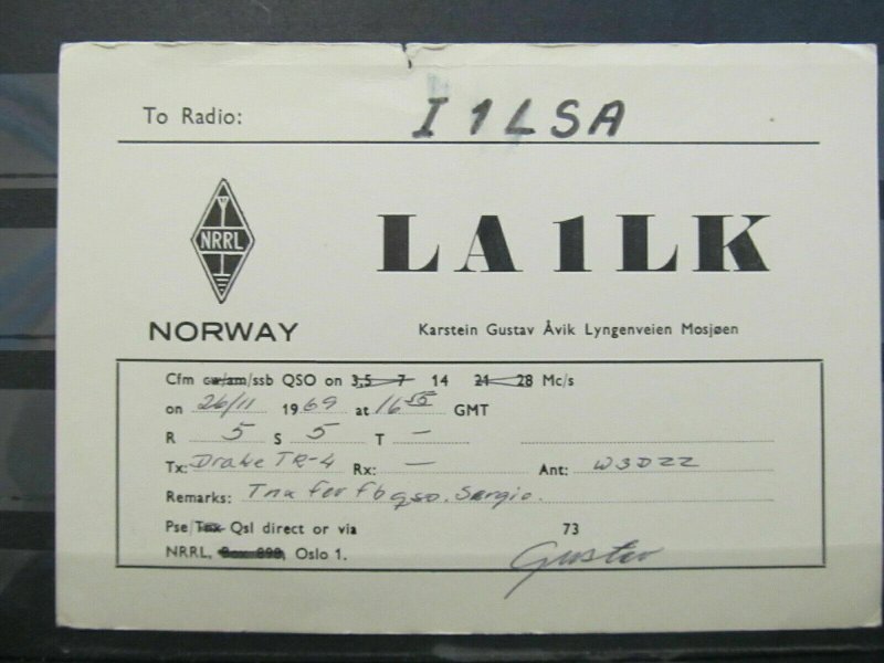 4184 QSL Card Mosjoen Norway 1969