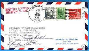 AR-97  BRITTON, S.D. - 1969  FRANK FARRAR FIELD DEDICATION AIRMAIL EVENT COVER.