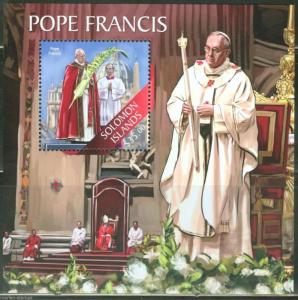 SOLOMON ISLANDS  2013 POPE FRANCIS SOUVENIR SHEET MINT NH