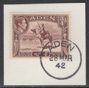 ADEN 1939-48 KG6 3/4a CAMEL CORPS on piece with MADAME JOSEPH  POSTMARK