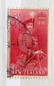 NEW ZEALAND; 1953 early QEII issue fine used 5s. value