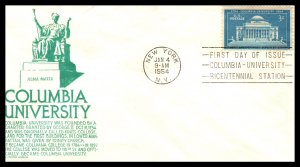 US 1029 Columbia University C Anderson Blue Green U/A FDC