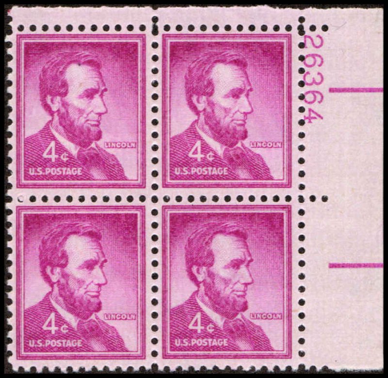 US #1036a LINCOLN MNH UR PLATE BLOCK #26364