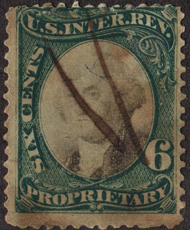 RB6a 6¢ Proprietary Stamp (1874) Used