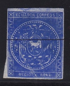 Ecuador 1865-72 Medio Real Ultramarine Used. Scott 2