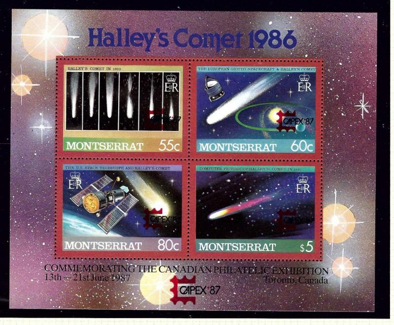 Montserrat 657 MNH 1987 Haleys Comet w/Capex overprint S/S