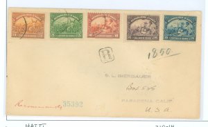 Haiti 310-314 1921 Reg. to Pasadena Via NY, Posted by U. S. Vice Consul, Pre-Official release date