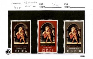 Ireland, Postage Stamp, #382-384 Mint NH, 1975 Christmas (AB)