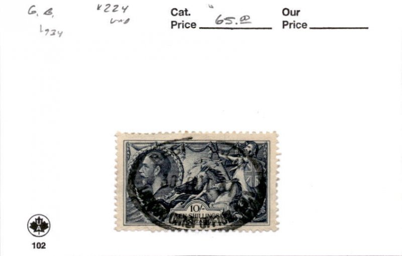 Great Britain, Postage Stamp, #224 Used, 1934 King George (AC)