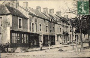 France Postcard Saint Sylvain Calvados, Market Square, Postally Used