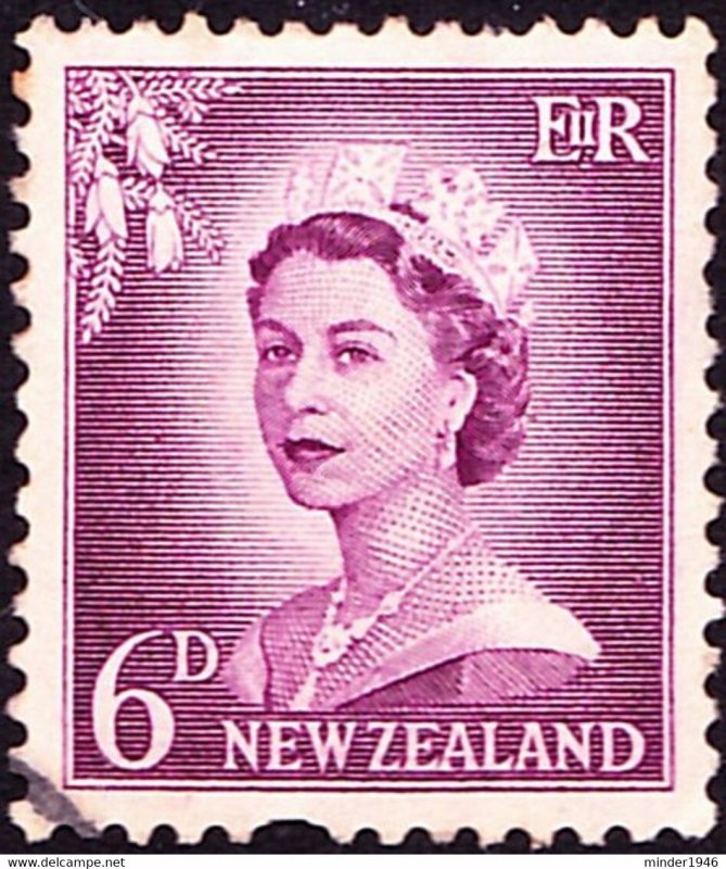 NEW ZEALAND 1955 QEII 6d Purple SG750 Used