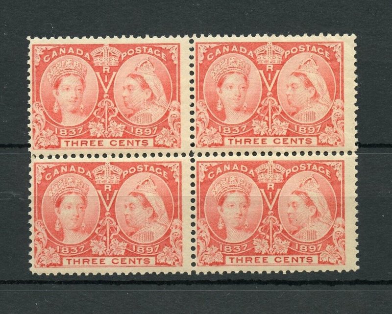 CANADA  3c JUBILEE QUEEN VICTORIA SCOTT #53 BLOCK OF FOUR MINT NEVER HINGED