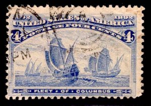 US Stamp #233 4c Columbian USED SCV $8.00