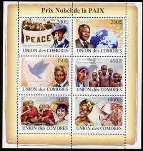 COMORO IS - 2008 - Nobel Peace Prize - Perf 6v Sheet - MNH - Private Issue