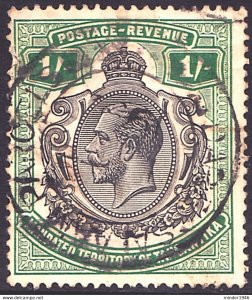 TANGANYIKA 1927 KGV 1s Black & Green SG102 FU