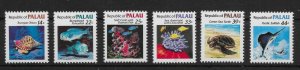 PALAU 1983 S/CARD WITH 6 VALUES FROM MARINE LIFE SET MNH