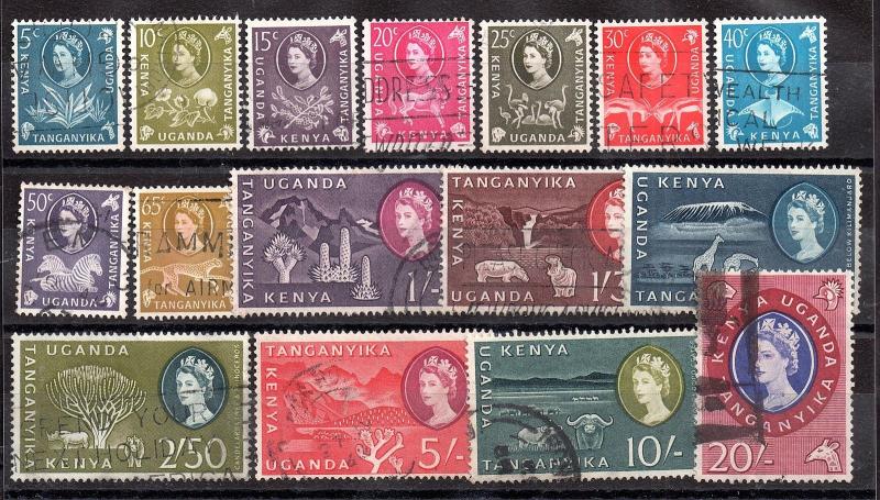 Kenya-U-T 1960 QEII fine used definitive set SG183-198 WS3521