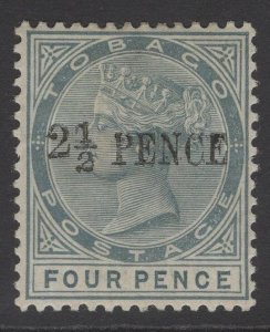 TOBAGO SG31 1891 2½d on 4d GREY MTD MINT