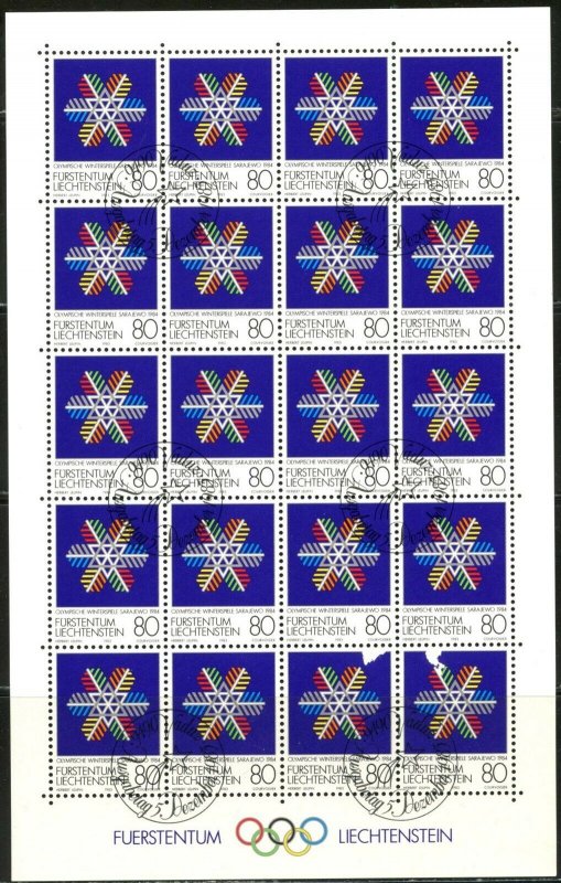 LIECHTENSTEIN Sc#772-774 1983 Winter Olympics Complete Sheets of 20 CTO