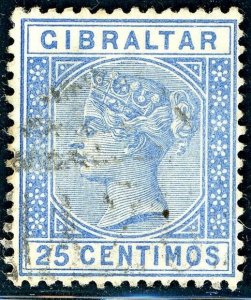 Gibraltar -1889 25c SG 26 Used GIBRALTAR A26 POSTMARK (003264)