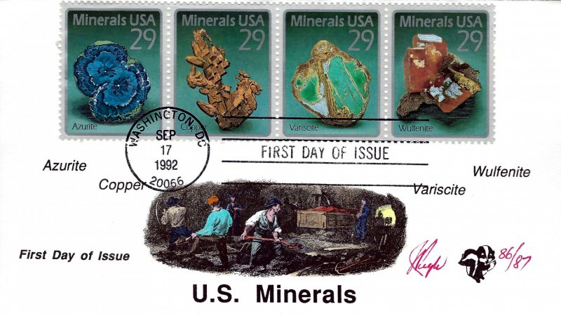 Plate#  Strip Pugh Designed/Painted U.S. Minerals FDC...14 of ONLY 26 created!!