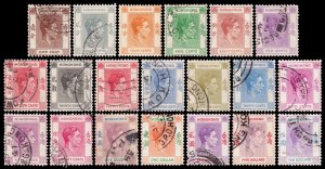 Hong Kong Scott 154-160A, 161B-163B, 164A-165, 166A (1938-48) Used G-F, CV$136 Q