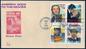 UNITED STATES FDC 25¢ Classic Movies BLOCK 1990 Faith