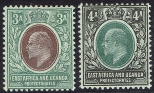 EAST AFRICA AND UGANDA 1903 KEVII 3A AND 4A WMK CROWN CA