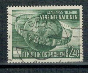 Austria 1955 Used Stamp Scott 608 10th Anniversary of United Nations Flags