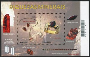 Brazil Scott 2828 MVFNHOG - 2001 Minerals S/S - SCV $3.50