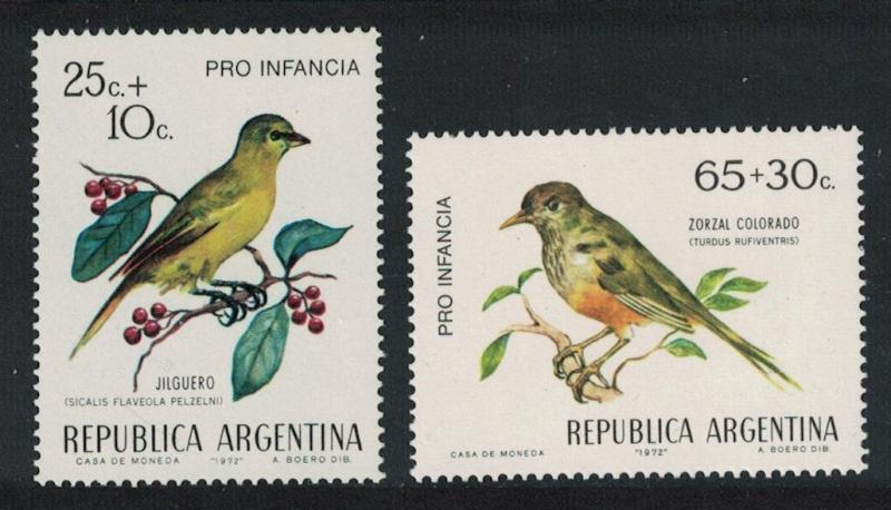 Argentina Finch Thrush Birds 2v 1972 MNH SC#B56-B57 SG#1394-1395 MI#1119-1120