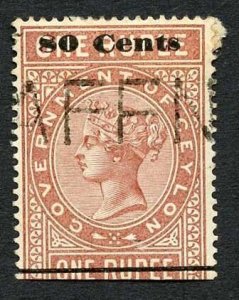 Ceylon Telegraph SGT92 80c on 1r Red-brown Type 87 Cat 11 only 4000 printed