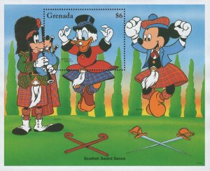 Grenada Scottish Sword Dance Goofy Mickey Scrooge Mc Duck Sov. Sheet MNH