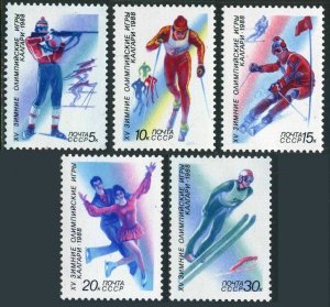 Russia 5627-5631,5632,MNH.Michel 5788-5792,Bl.198. Olympics Calgary-1988.Hockey,