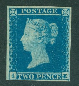 SG 14 1841 2d blue plate 4 lettered IE. A pristine unmounted mint example... 