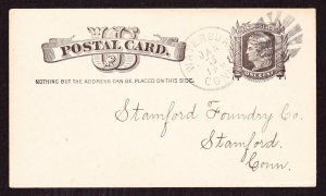 Postal Card, UX7, Waterbury, CT LEAF Fancy Cancel, Rohloff L-41 (RRR)