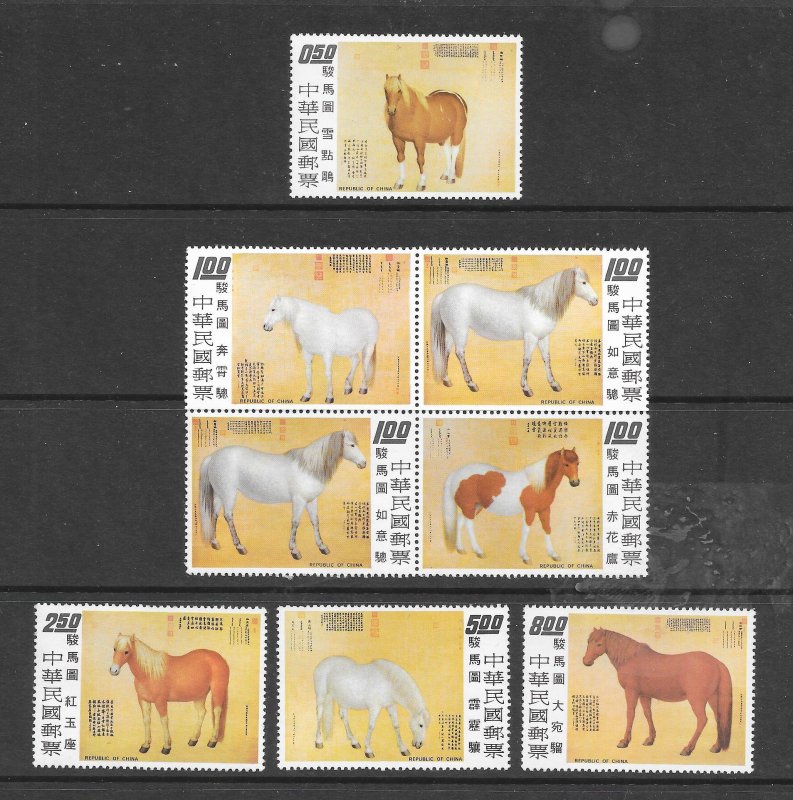 CHINA REP-CLEARANCE #1856-63 ART-HORSES BY LANG SHIH-NING MNH